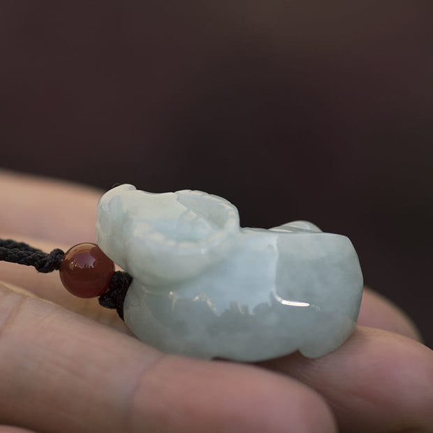 Buddha Stones Chinese Zodiac Natural Jade Luck Necklace Pendant