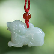 Buddha Stones Chinese Zodiac Natural Jade Luck Necklace Pendant