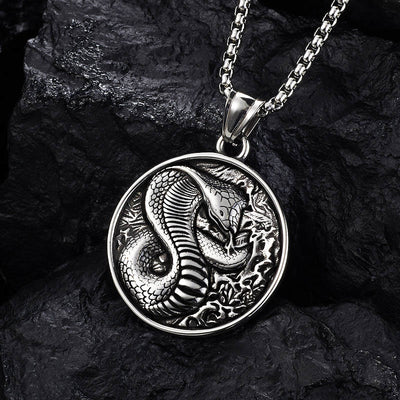 Buddha Stones Titanium Steel Year Of The Snake Balance Necklace Pendant Necklaces & Pendants BS Titanium Steel