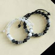 Buddha Stones Black Onyx Black Glitter Stone White Agate White Turquoise Year Of The Snake Protection Bracelet