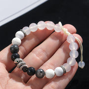 Buddha Stones Black Onyx Black Glitter Stone White Agate White Turquoise Year Of Snake Protection Bracelet