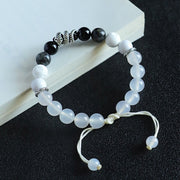 FREE Today: Protection Fortune Black Onyx Black Glitter Stone White Agate White Turquoise Year Of Snake Bracelet