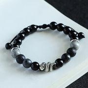 FREE Today: Protection Fortune Black Onyx Black Glitter Stone White Agate White Turquoise Year Of Snake Bracelet