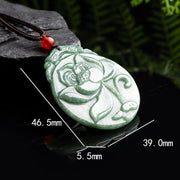 Buddha Stones Round Lotus Pattern Jade Abundance Prosperity Necklace Rope Pendant Necklaces & Pendants BS 5