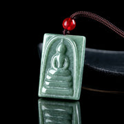 Buddha Stones Formless Buddha Jade Square Amulet Prosperity String Necklace Pendant Necklaces & Pendants BS 3