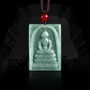 Buddha Stones Formless Buddha Jade Square Amulet Prosperity String Necklace Pendant Necklaces & Pendants BS Buddha Symbol(Compassion♥Serenity)