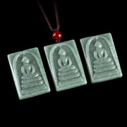 Buddha Stones Formless Buddha Jade Square Amulet Prosperity String Necklace Pendant Necklaces & Pendants BS 7