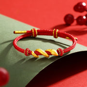 Buddha Stones 999 Gold Red String Year Of The Snake Protection Bracelet Bracelet BS 999 Gold Red String(Wrist Circumference: 13-14cm)