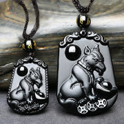 Buddha Stones Chinese Zodiac Obsidian Purification Fulfilment Necklace Pendant Necklaces & Pendants BS 35