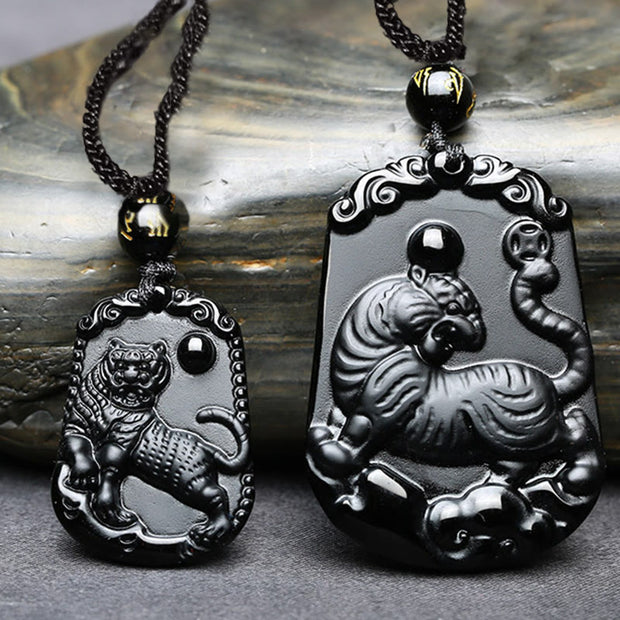 Buddha Stones Chinese Zodiac Obsidian Purification Fulfilment Necklace Pendant Necklaces & Pendants BS 21