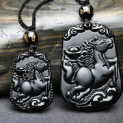 Buddha Stones Chinese Zodiac Obsidian Purification Fulfilment Necklace Pendant Necklaces & Pendants BS 27