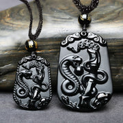 Buddha Stones Chinese Zodiac Obsidian Purification Fulfilment Necklace Pendant