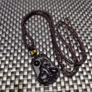 Buddha Stones Chinese Zodiac Obsidian Purification Fulfilment Necklace Pendant