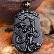 Buddha Stones Chinese Zodiac Obsidian Purification Fulfilment Necklace Pendant Necklaces & Pendants BS 13