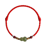 Buddha Stones Natural Hetian Jade Gourd Protection Luck Braided Bracelet Anklet Bracelet Anklet BS 9