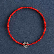 Buddha Stones 925 Sterling Silver Five Emperor Coins Red String Protection Luck Braided Bracelet Anklet Bracelet Anklet BS Red String Shunzhi Coin Anklet(Circumference 17-30cm)