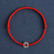 Buddha Stones 925 Sterling Silver Five Emperor Coins Red String Protection Luck Braided Bracelet Anklet Bracelet Anklet BS Red String Kangxi Coin Anklet(Circumference 17-30cm)