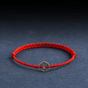 Buddha Stones 925 Sterling Silver Five Emperor Coins Red String Protection Luck Braided Bracelet Anklet Bracelet Anklet BS main