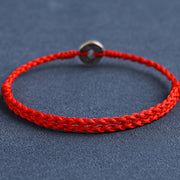 Buddha Stones 925 Sterling Silver Five Emperor Coins Red String Protection Luck Braided Bracelet