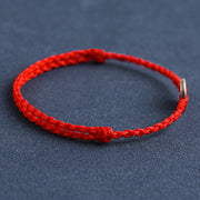 Buddha Stones 925 Sterling Silver Five Emperor Coins Red String Protection Luck Braided Bracelet Anklet Bracelet Anklet BS 3