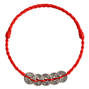 Buddha Stones 925 Sterling Silver Five Emperor Coins Red String Protection Luck Braided Bracelet