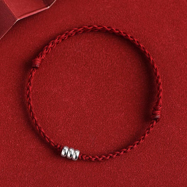 Buddha Stones 925 Sterling Silver Beads Protection Luck Braided Bracelet