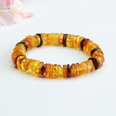 Buddha Stones Amber Peace Buckle Confidence Bracelet Bracelet BS Amber Golden Amber Blood Amber(Wrist Circumference: 14-16cm)