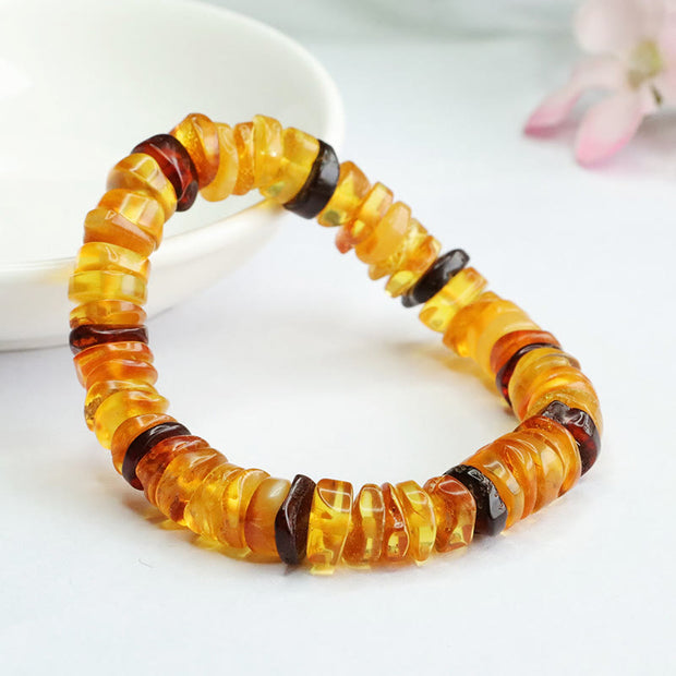 Buddha Stones Amber Peace Buckle Confidence Bracelet Bracelet BS 3