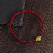 Buddha Stones Natural Hetian Jade 999 Gold Beads Protection Luck Braided Bracelet