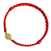 Buddha Stones Natural Hetian Jade 999 Gold Beads Protection Luck Braided Bracelet