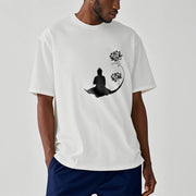 Buddha Stones Buddha Sitting With Lotus Flowers Pattern Pattern Tee T-shirt