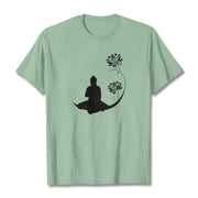 Buddha Stones Buddha Sitting With Lotus Flowers Pattern Pattern Tee T-shirt