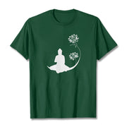 Buddha Stones Buddha Sitting With Lotus Flowers Pattern Pattern Tee T-shirt T-Shirts BS ForestGreen 2XL