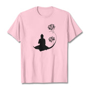 Buddha Stones Buddha Sitting With Lotus Flowers Pattern Pattern Tee T-shirt T-Shirts BS LightPink 2XL