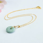 Buddha Stones Jade Peace Buckle Necklace Luck Pendant