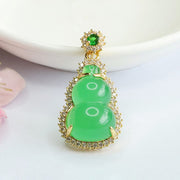 Buddha Stones Green Chalcedony Gourd Pendant