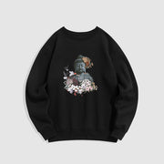 Buddha Stones Colorful Flowers Surrounding Buddha Fleece Lined Sweatshirt