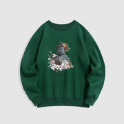 Buddha Stones Colorful Flowers Surrounding Buddha Fleece Lined Sweatshirt Sweatshirt BS ForestGreen 2XL