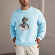 Buddha Stones Colorful Flowers Surrounding Buddha Fleece Lined Sweatshirt