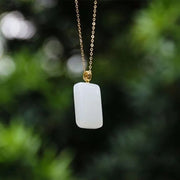 Buddha Stones Hetian Jade Silver Prosperity Necklace Pendant