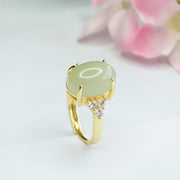 Buddha Stones Hetian Jade Egg Alloy Ring