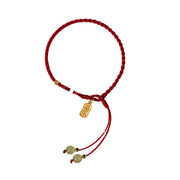 Buddha Stones Natural Hetian Jade Peace Buckle Red String Luck Braided Bracelet