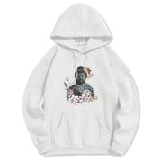 Buddha Stones Colorful Flowers Surrounding Buddha Pattern Fleece Lined Hoodie