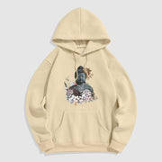 Buddha Stones Colorful Flowers Surrounding Buddha Pattern Fleece Lined Hoodie