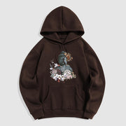 Buddha Stones Colorful Flowers Surrounding Buddha Pattern Fleece Lined Hoodie