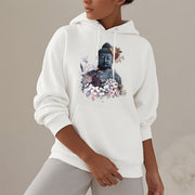 Buddha Stones Colorful Flowers Surrounding Buddha Pattern Fleece Lined Hoodie