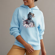 Buddha Stones Colorful Flowers Surrounding Buddha Pattern Fleece Lined Hoodie