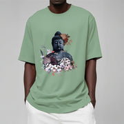 Buddha Stones  Colorful Flowers Surrounding Buddha Pattern Tee T-shirt