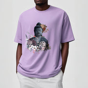 Buddha Stones  Colorful Flowers Surrounding Buddha Pattern Tee T-shirt