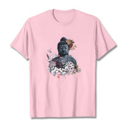 Buddha Stones  Colorful Flowers Surrounding Buddha Pattern Tee T-shirt